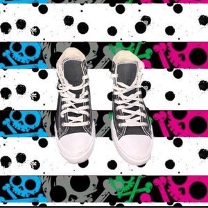 High top tall black converse platforms.